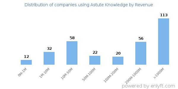 Astute Knowledge clients - distribution by company revenue
