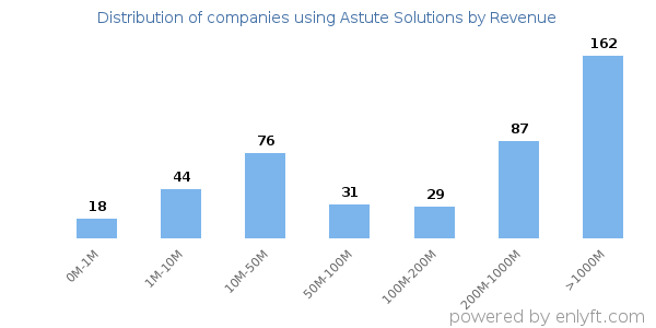 Astute Solutions clients - distribution by company revenue
