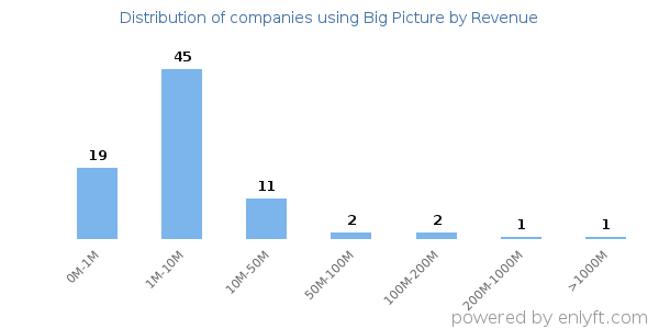 Big Picture clients - distribution by company revenue