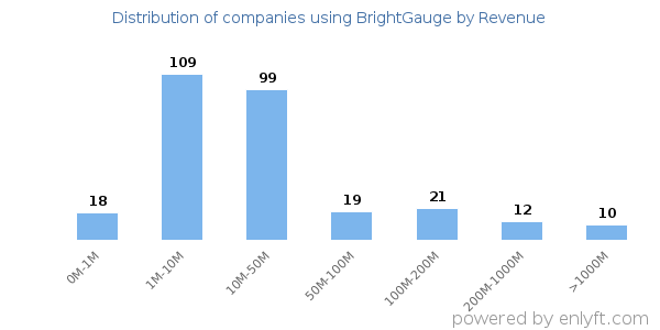 BrightGauge clients - distribution by company revenue