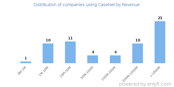 CaseNet clients - distribution by company revenue
