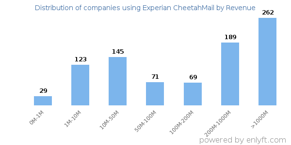 Experian CheetahMail clients - distribution by company revenue