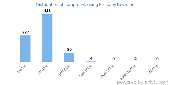 Flazio clients - distribution by company revenue