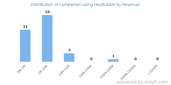 HeyBubble clients - distribution by company revenue