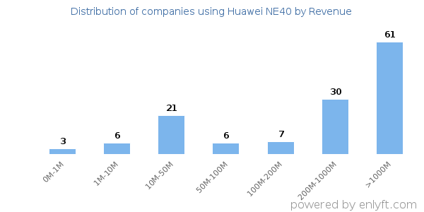 Huawei NE40 clients - distribution by company revenue
