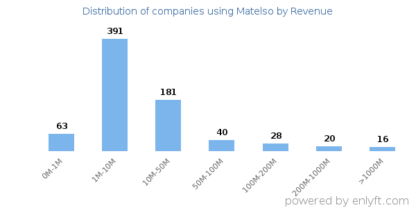 Matelso clients - distribution by company revenue