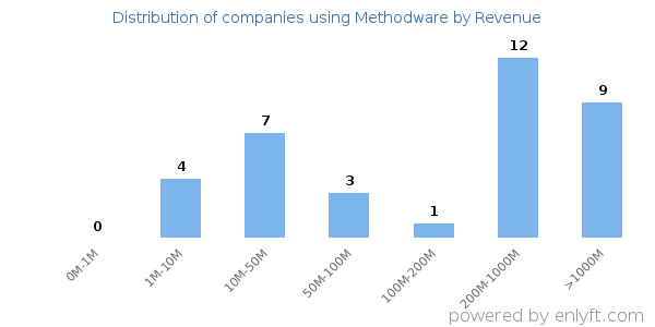 Methodware clients - distribution by company revenue