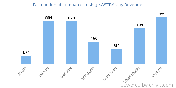 NASTRAN clients - distribution by company revenue
