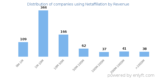 Netaffiliation clients - distribution by company revenue