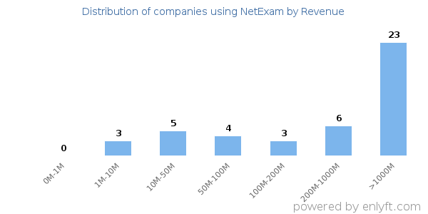 NetExam clients - distribution by company revenue