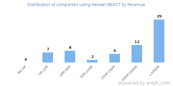 Nexsan BEAST clients - distribution by company revenue