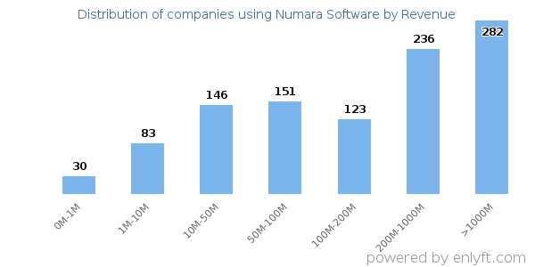 Numara Software clients - distribution by company revenue