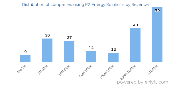 P2 Energy Solutions clients - distribution by company revenue
