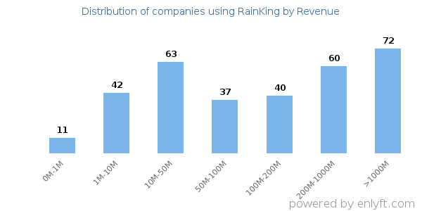 RainKing clients - distribution by company revenue