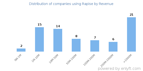 Rapise clients - distribution by company revenue