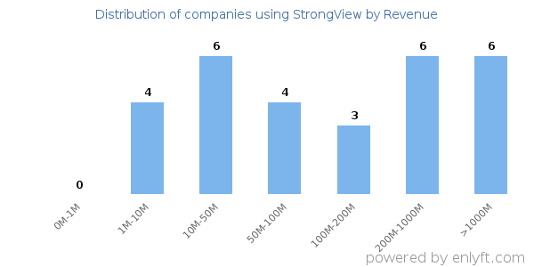 StrongView clients - distribution by company revenue
