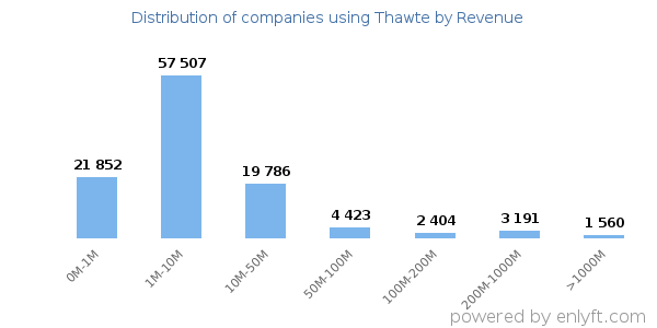Thawte clients - distribution by company revenue