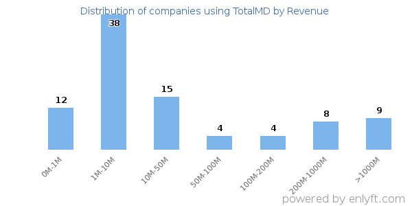 TotalMD clients - distribution by company revenue