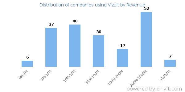 Vizzit clients - distribution by company revenue