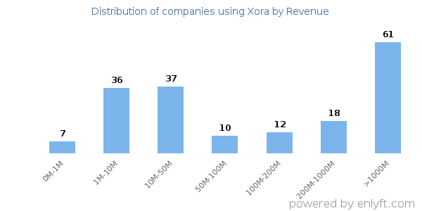 Xora clients - distribution by company revenue