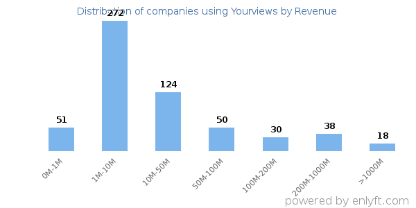 Yourviews clients - distribution by company revenue