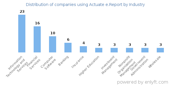 Companies using Actuate e.Report - Distribution by industry