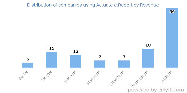 Actuate e.Report clients - distribution by company revenue