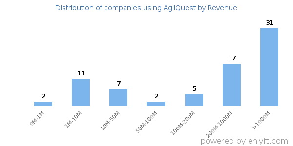AgilQuest clients - distribution by company revenue