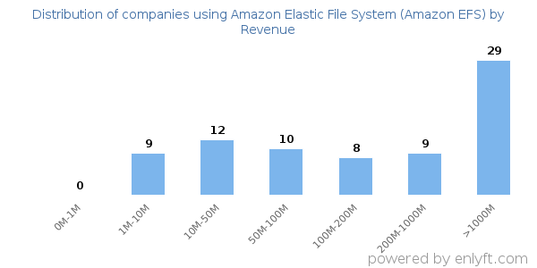 Amazon Elastic File System (Amazon EFS) clients - distribution by company revenue