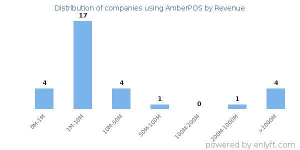 AmberPOS clients - distribution by company revenue