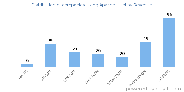 Apache Hudi clients - distribution by company revenue