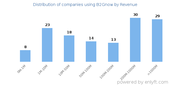 B2Gnow clients - distribution by company revenue