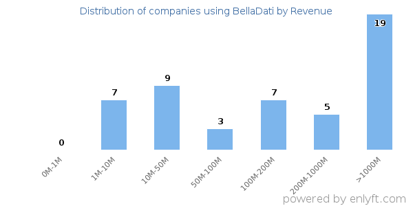 BellaDati clients - distribution by company revenue