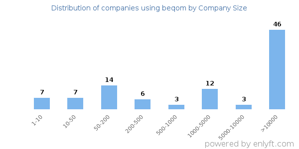 Companies using beqom, by size (number of employees)