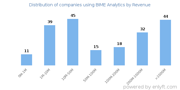 BIME Analytics clients - distribution by company revenue