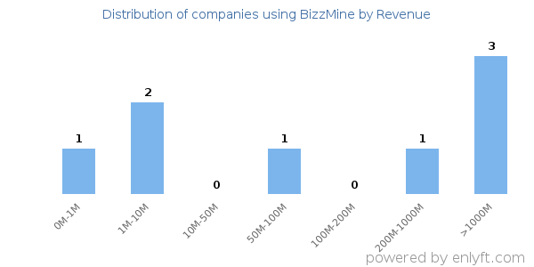 BizzMine clients - distribution by company revenue