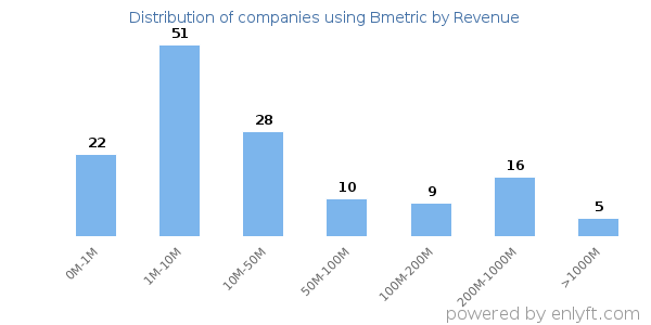Bmetric clients - distribution by company revenue