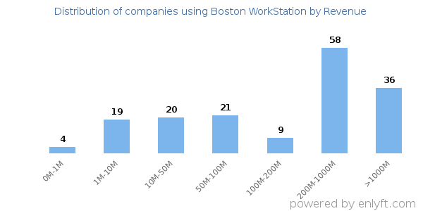 Boston WorkStation clients - distribution by company revenue
