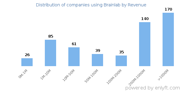 Brainlab clients - distribution by company revenue