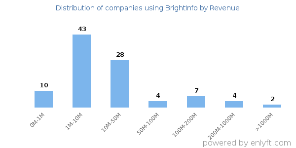 BrightInfo clients - distribution by company revenue