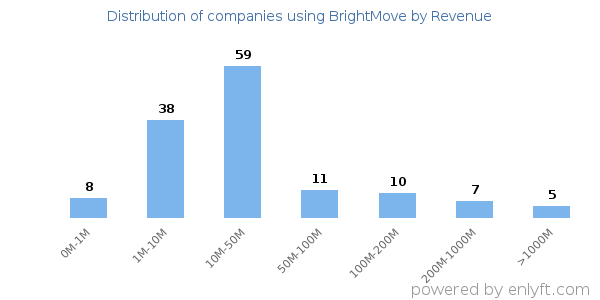 BrightMove clients - distribution by company revenue