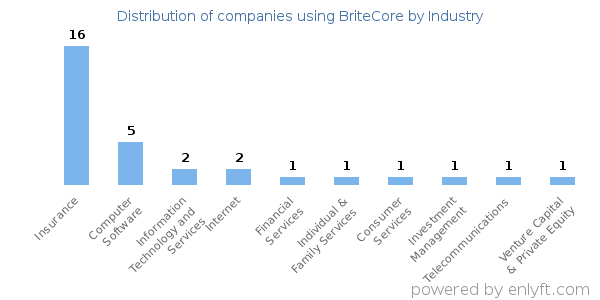 Companies using BriteCore - Distribution by industry
