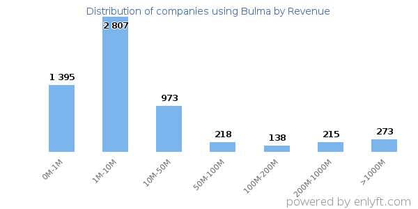 Bulma clients - distribution by company revenue