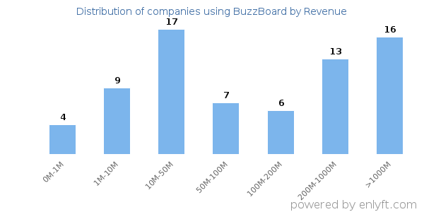 BuzzBoard clients - distribution by company revenue