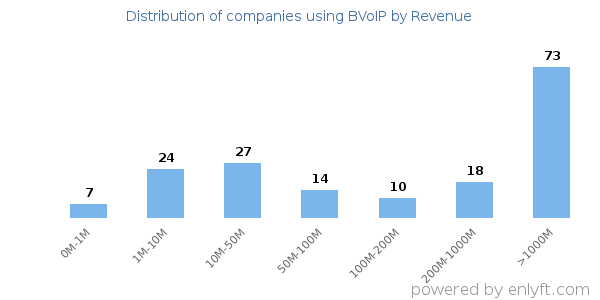 BVoIP clients - distribution by company revenue