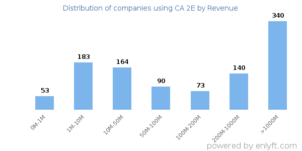 CA 2E clients - distribution by company revenue