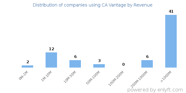CA Vantage clients - distribution by company revenue