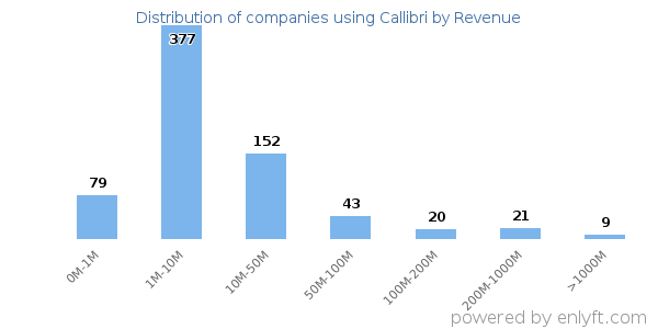 Callibri clients - distribution by company revenue
