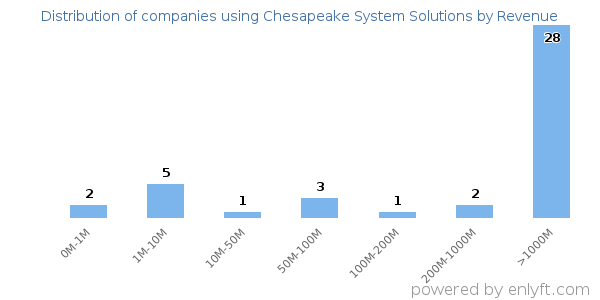 Chesapeake System Solutions clients - distribution by company revenue