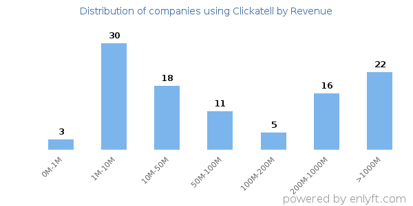 Clickatell clients - distribution by company revenue